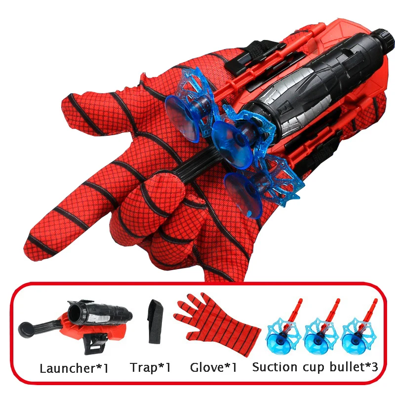 Marvel Superhero Spiderman Launcher Wrist Toy Soft Bullet Gun - Stick To The Wall Spider Man Cosplay Props Gloves Gift