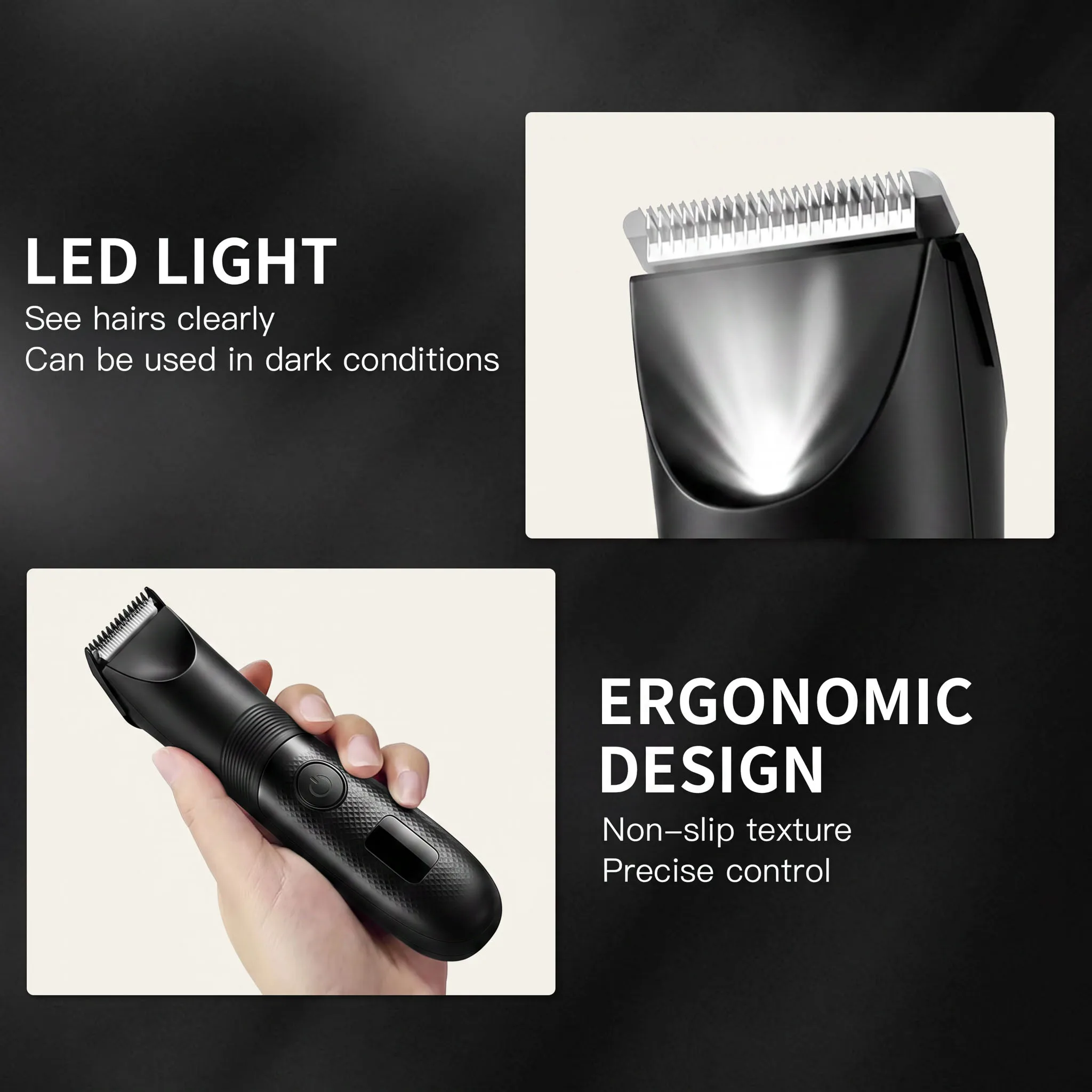 Electric Trimmer for Men's Groin Hair: Versatile Body Groomer and Waterproof Pubic Hair Trimmer with Replaceable Ceramic Blade