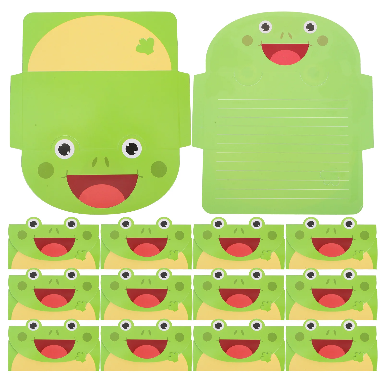 

20pcs Frog Cartoon Greeting Cards For Kids Blank Interior Birthday Party Thank You Cards Animal Design Stationery Paper Bulk