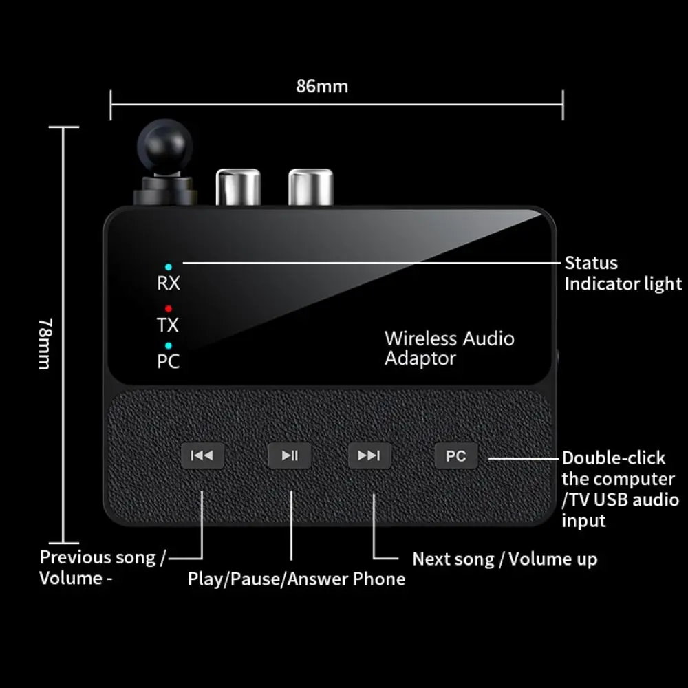 2 in 1 Wireless Transmitter Receiver Type-C Power DC 5V Audio Transmitter Receiver BT6.0 RX TX Mode USB C Adapter Music Sharing