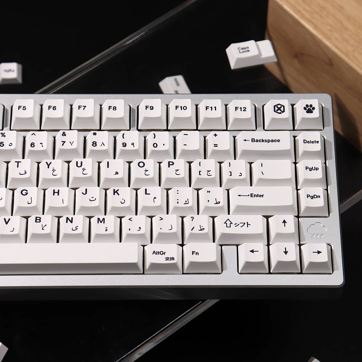 Teclas árabes blancas minimalistas, 142 teclas, PBT, tinte Sub, perfil de cereza, para teclado mecánico MX Cherry 64/87/96/104