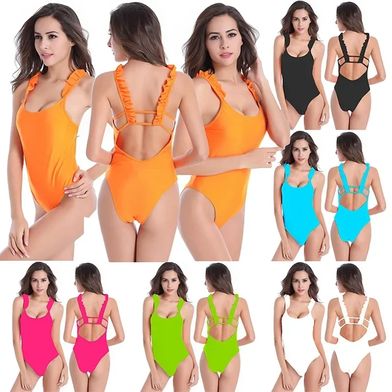 One-piece Swimsuit Ruffle Design bodysuits Fashion Women's Bodysuits Casual Beach Bath Suit Leisure Monokini Sexy Women Bodycon