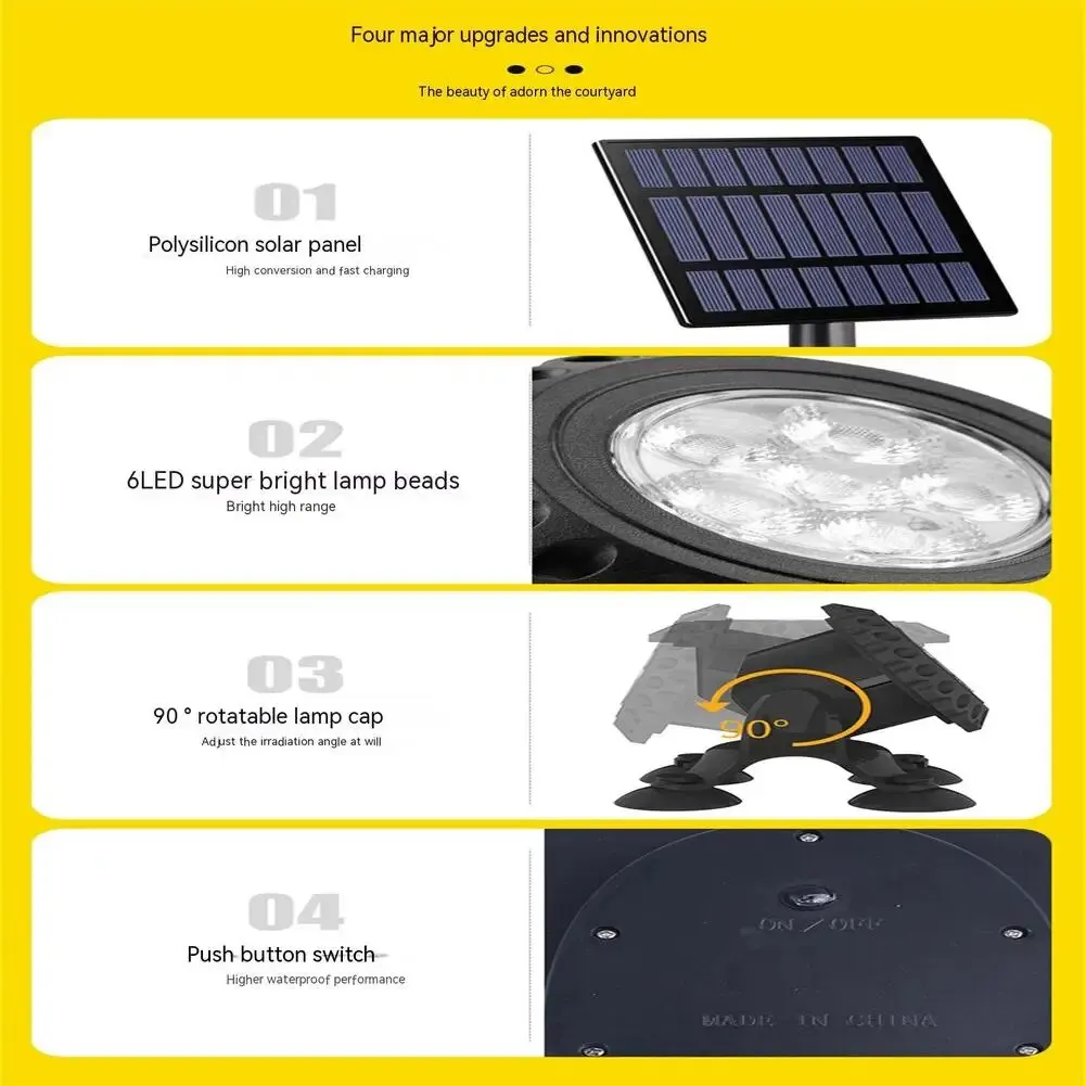 5.5v/3w Colorful Solar Underwater Lights 2000mah Battery High Brightness Fish Tank Lights With Suction Cups