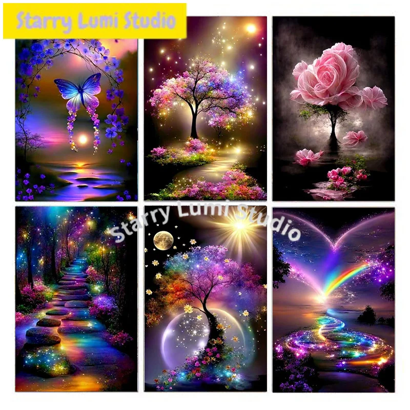 Diamond DIY 5D Valentine's Day Diamond Painting Set, Featuring Flowers and Butterflies, Suitable for Adults and Beginners.