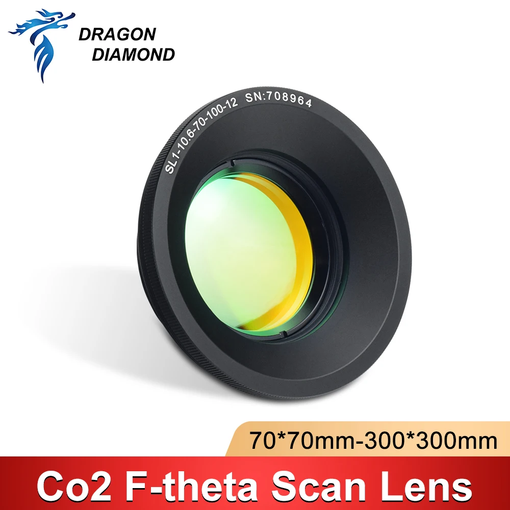 Co2 F-theta Scan Lens Field Lens 10.6um 10600nm 70*70mm-300*300mm FL100-450mm For Co2 Laser Marking Machine