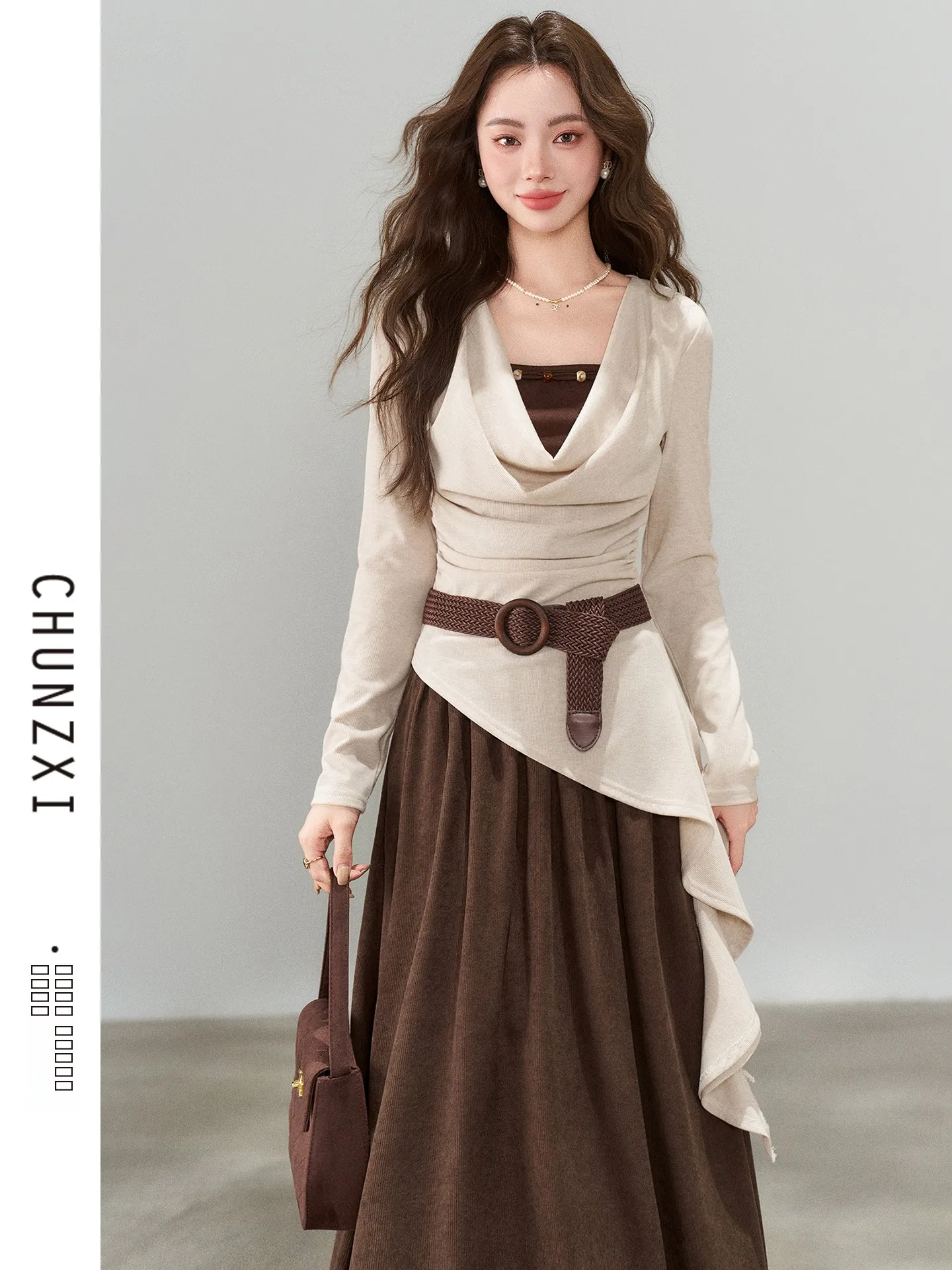 

Осенне-зимний женский вязаный комплект: свитер и юбка с высокой талией, винтажный стиль, модный теплый комплект из двух предметов для работы и повседневной носки