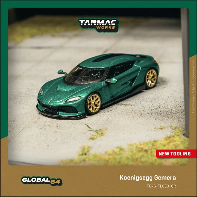 

Предпродажа TW 1:64 Koenigsegg Gemera Green, коллекция игрушек, литая под давлением модель автомобиля Tarmac Works