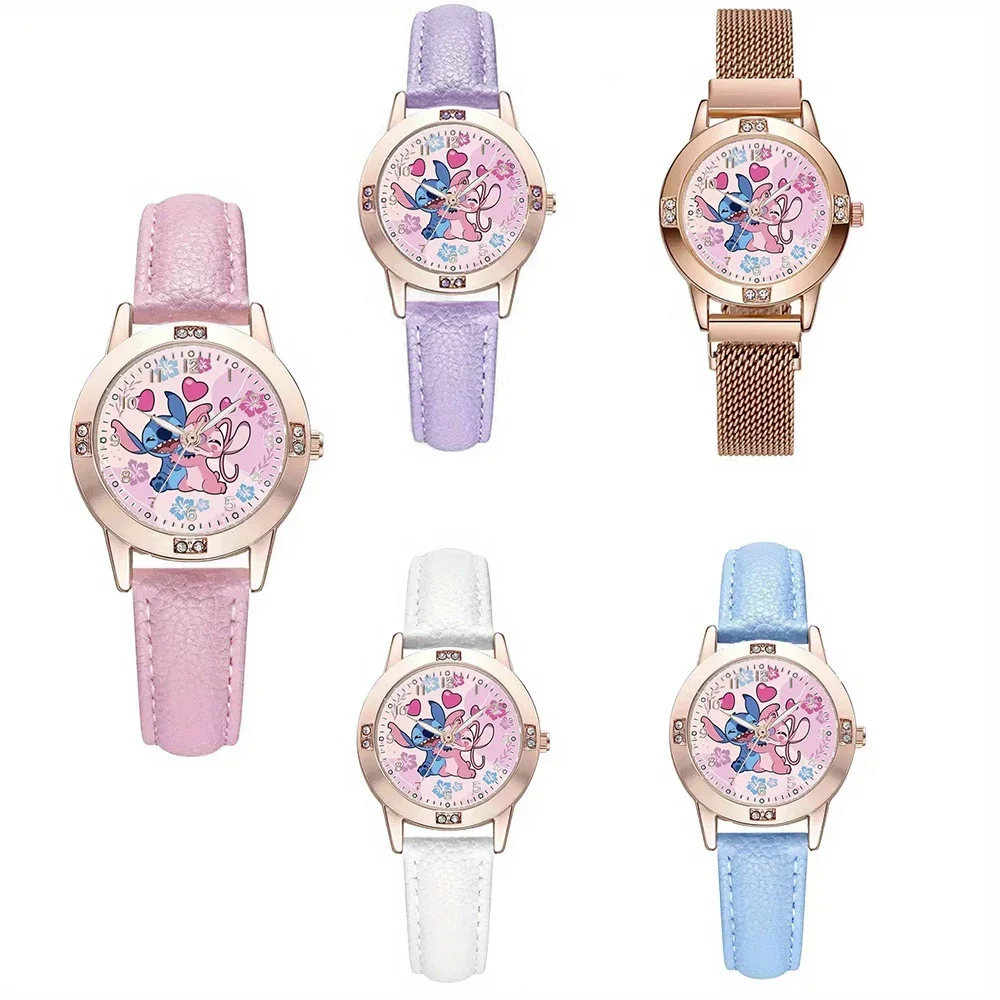 Blue Cartoon Character Quartz Wristwatch Cute Couple Style Fashion Watch Sweet Romantic Gift for Women Daily Wear Accessory