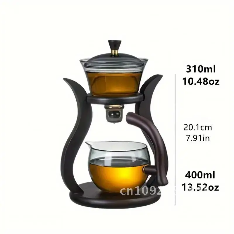 Lazy Kung Fu Glass Tea Set Semi Automatic Drip With Infuser Glass Teapot Set Magnetic Switch Teapot Teacup Set Glassware