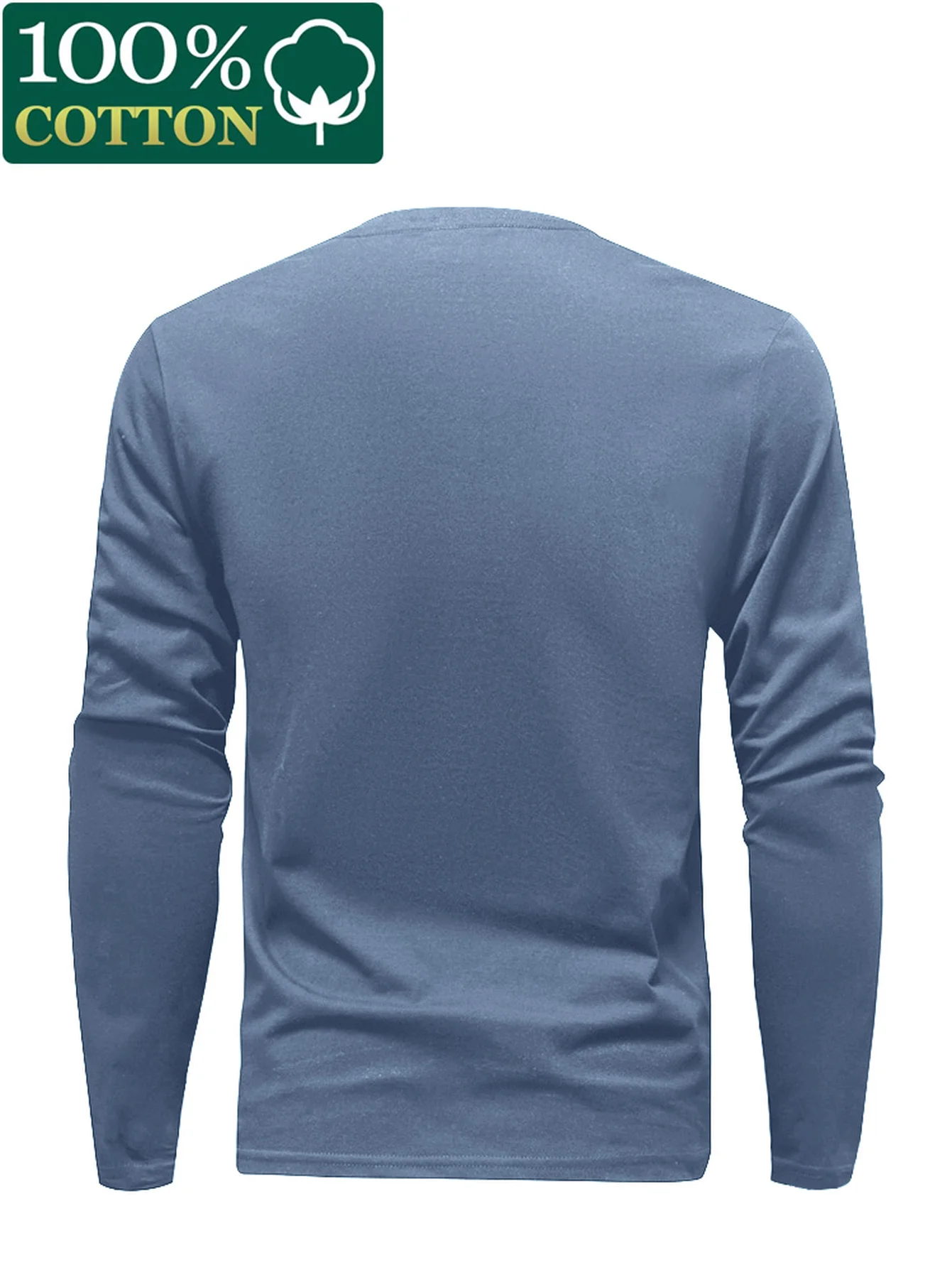 Men 100% Cotton Long Sleeve T Shirt Crew Neck Casual Comfort Versatile Basic Top Outdoor Leisure Spring Autumn Clothes view 6