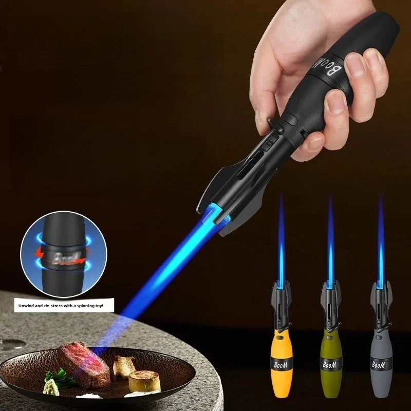

New Large Flame High Temperature Spray Gun Rocker Lighter Windproof Safety Lock Inflatable Kitchen Cigar Outdoor Camping Lighter