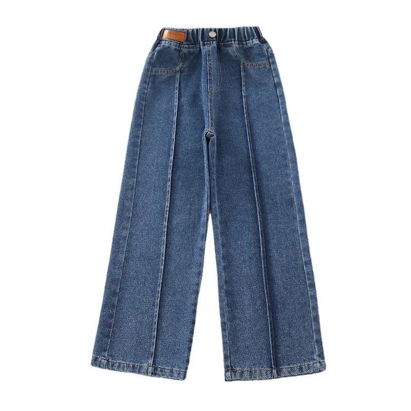 Wide Leg Jeans for Girls 6 8 9 10 11 12 14 Years Spring Autumn Loose Vintage Straight Retro Pants Fashion Teenage Kids Trousers