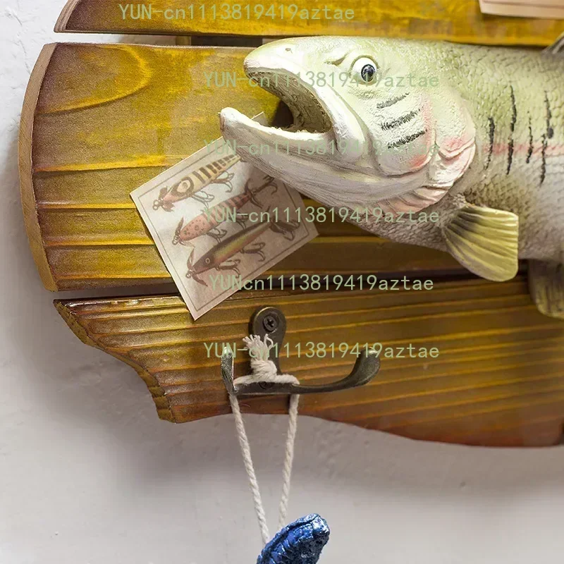 Mediterranean Style Wooden Hanging Fish American Country Wall Decoration Fish Crafts Clothes and Hats Hook Fish Decoration