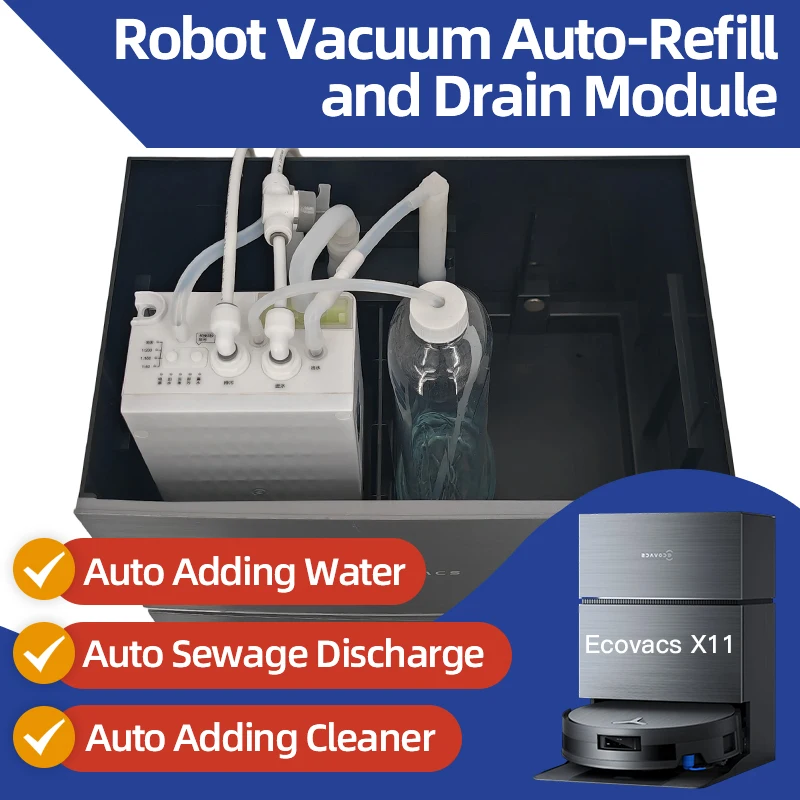 Ecovacs X11 X12 T90 X9 T50 X8 X1 Robot Vacuum Water Change Kit Auto Water Refill and Drain Water Hookup Accessories ModuleM