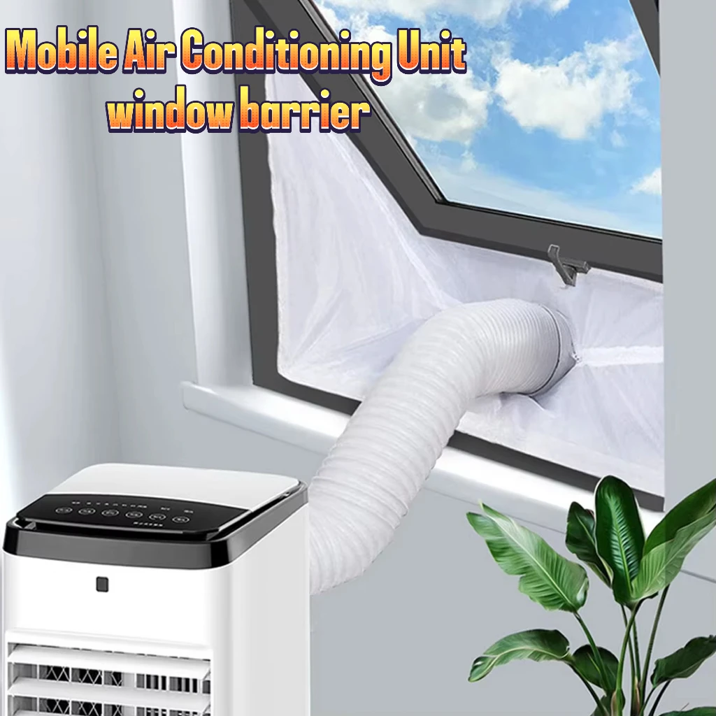 Luftdichtes Fensterbarriereset für mobile Klimaanlage Einheit weiches Stoff Dichtpanel mit Reißverschluss und starkem selbstklebendem Befestigungselement für Hausbelüftung Installation verhindert Heißluftverlust passen – Detail 2