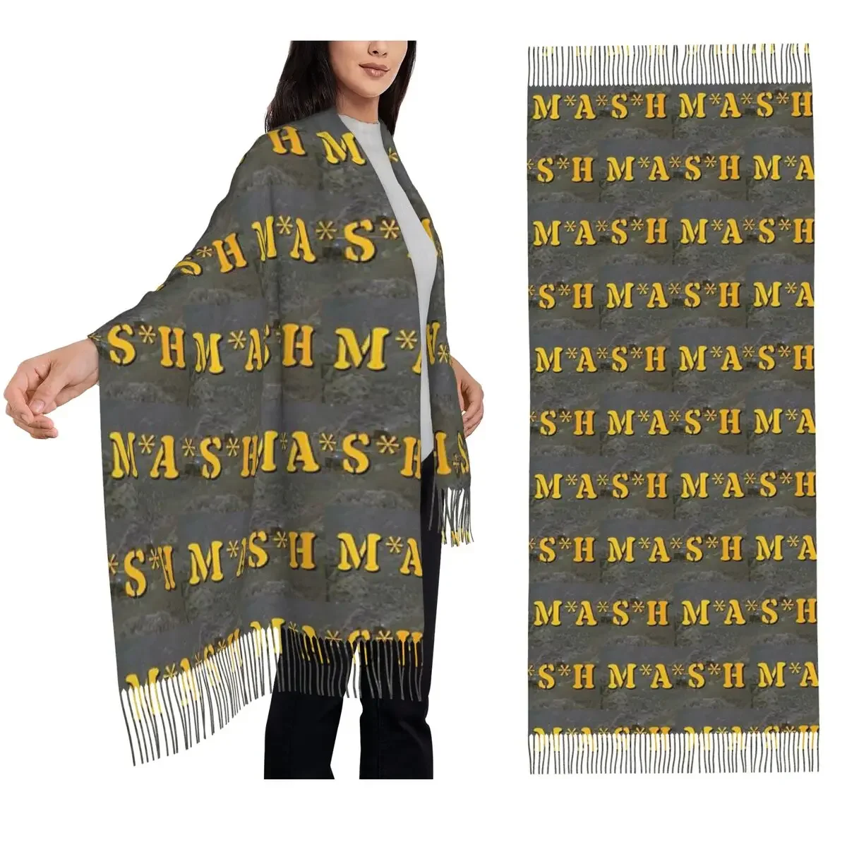 Customization Mash 4077 4077th Hawkeye Kinger Alan Alda War Scarf Tassel Scarves Women Soft Warm Shawls And Wraps Long Fall Wint