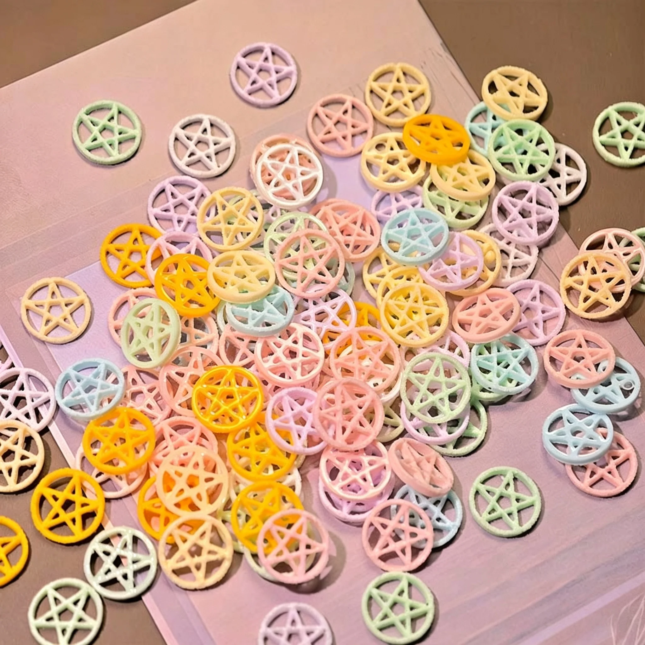 600pcs Mixed Macaron Color Hollow Geometric Star Round Resin Charms DIY Fillers for Earrings Journal Fan Cream Glue Craft Decor