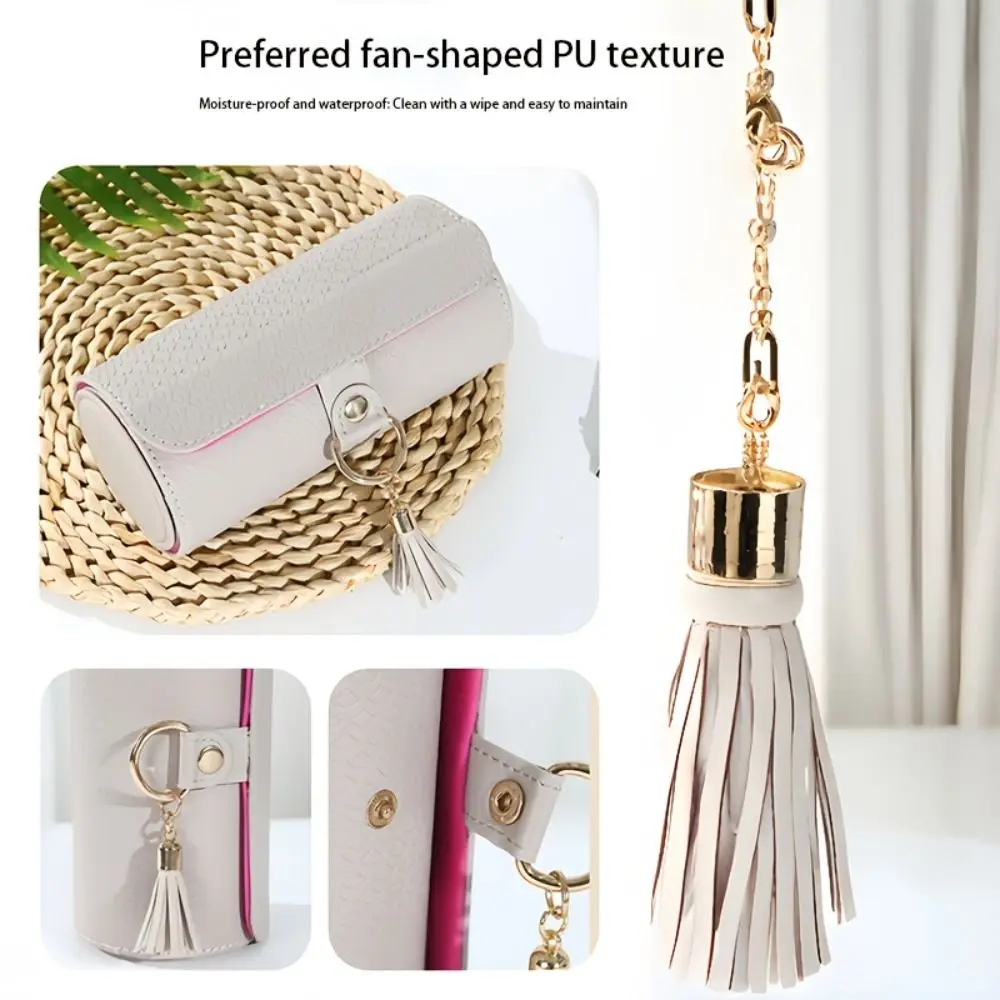 Magnetic Closure 3-Tier Cylindrical Jewelry Organizer Faux Suede-Lined Interior PU Material Jewelry Box Three-layer Design