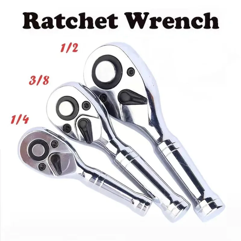 

72 Teeth Quick Socket Mini Ratchet Wrench Spanner 1/4 3/8 1/2 Big Medium Small Fly Two-way Horns Short Handle Repair Hand Tools