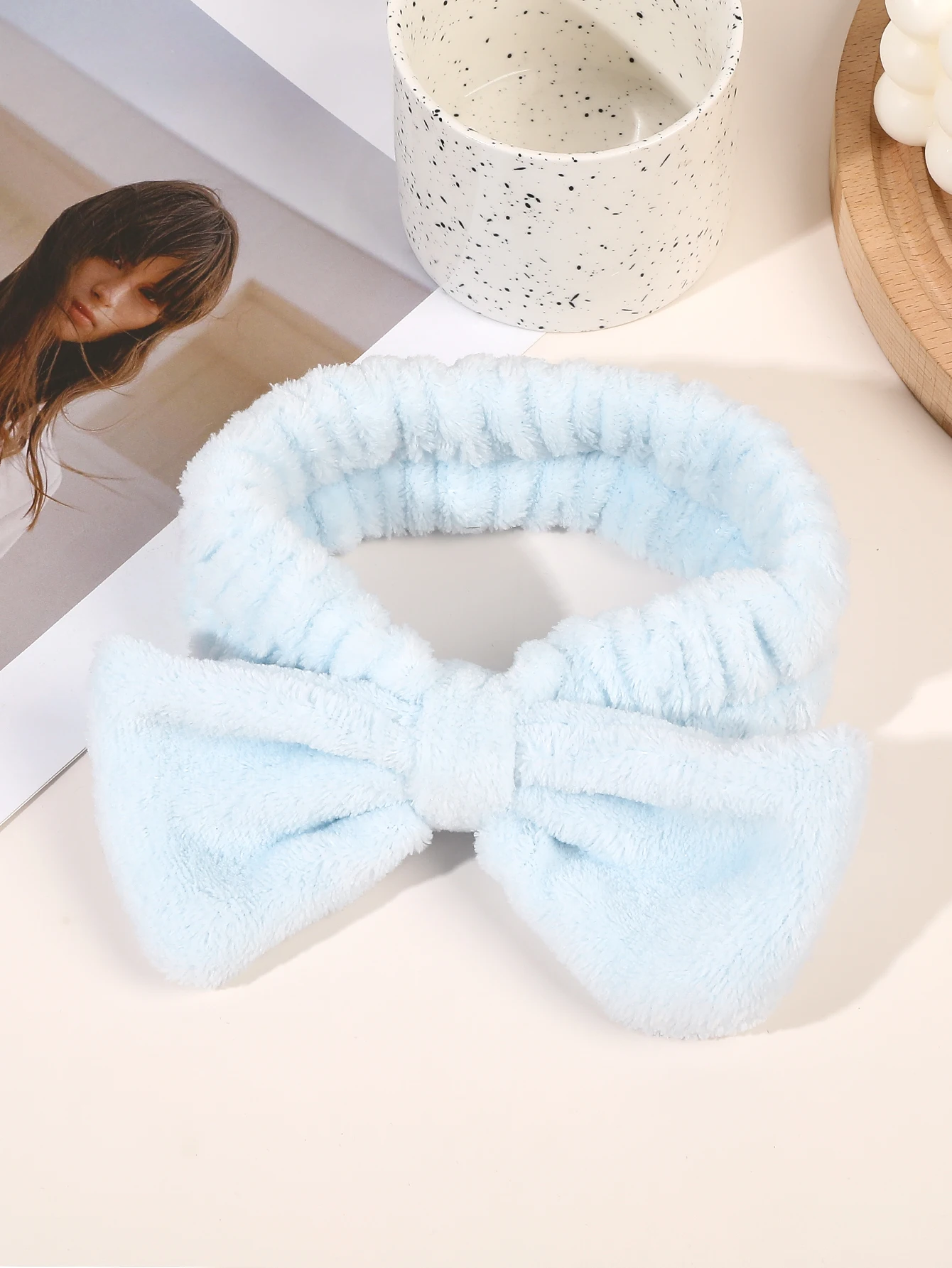 Spa Headband for Washing Face, Girls Makeup Headband Bow Tie Hair Band, Microfiber Women Skincare Headbands to Facial Clean