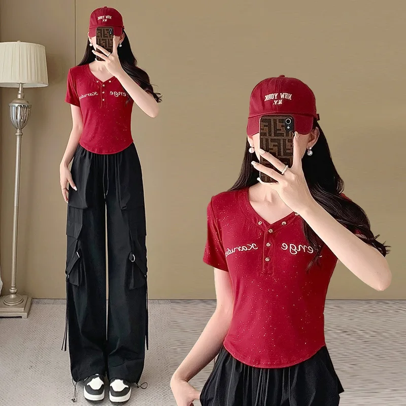 Zestaw sportowy damski: golf, badminton, bieganie, spodnie robocze, taniec ghost step, odzież fitness, modny komplet.