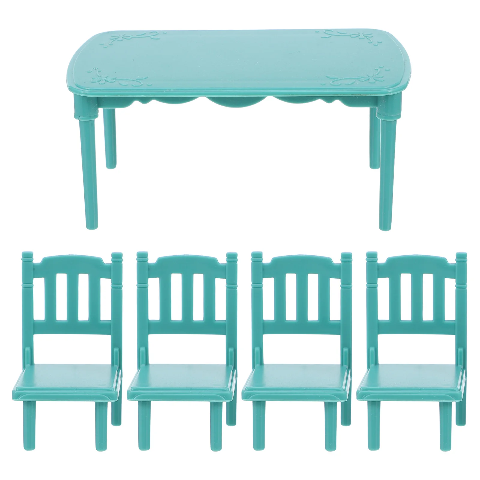 

1 Set Miniature Table Chair Set For Dollhouse 1:12 Scale Kitchen Dining Room Scene Lightweight Realistic Mini Plastic Furniture