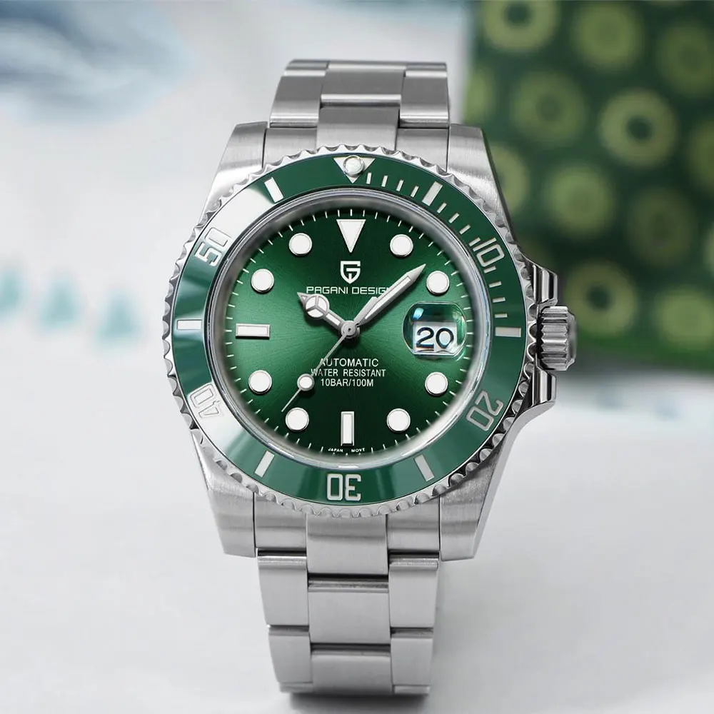 

Classic Green Watch PAGANI DESIGN Mechanical Watch 43mm Automatic Men Watch Top Brand Stainless Steel Waterproof Wristwatch Gift