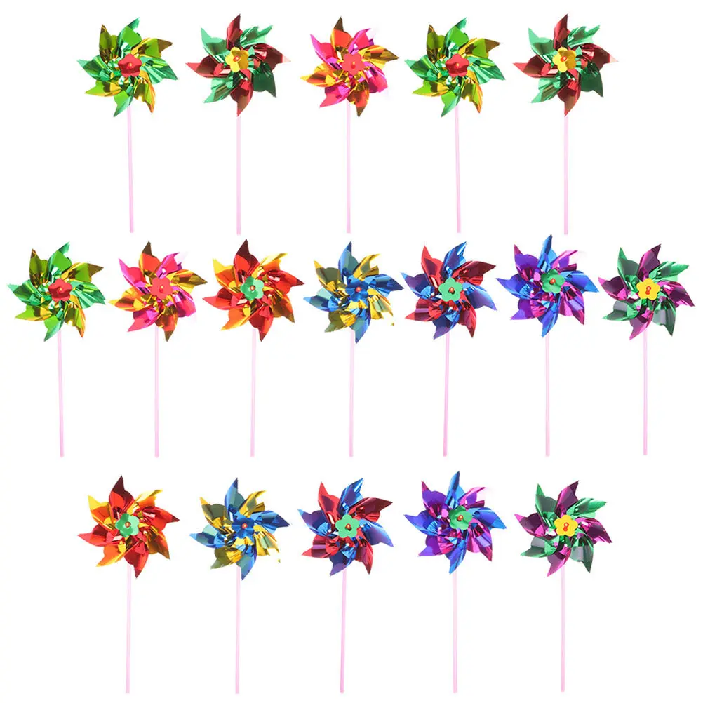 20Pcs Decorative Pinwheel Windmill Set Plastic DIY Outdoor Landscape Decor for Garden Yard Lawn Home Preschool Plaything Bright