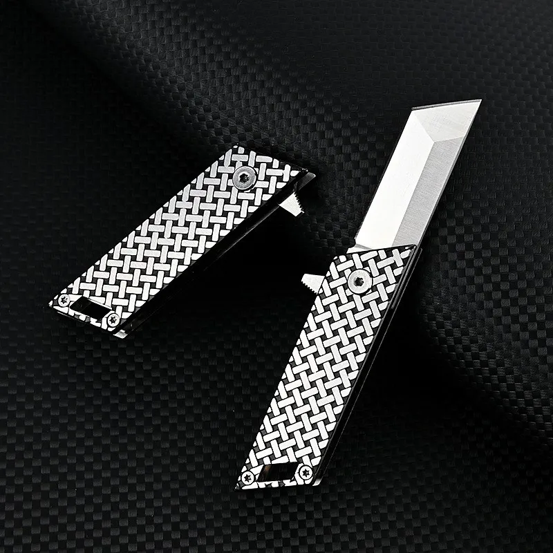 Stainless Steel Mini Folding Knife D2 Steel Multitool Outdoor Camping Survival EDC Tool Keychain Pendant Unboxing Pocket Knife