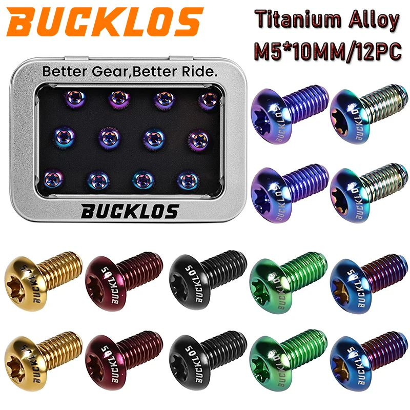BUCKLOS M5x10MM Titanium Disc Brake Rotor Screws Titanium Alloy M5*10MM Bolts Bicycle Disc Rotor Fastener for Mountain Road Bike