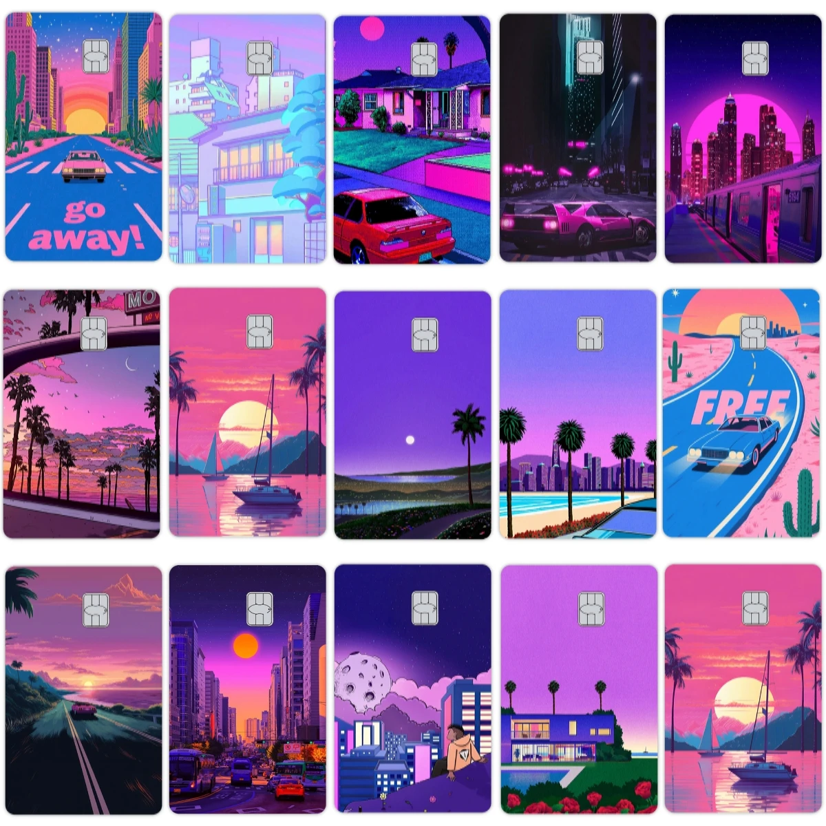 

Fashion Purple Series Diy PVC Credit Debit Sticker Film Tape Skin Women Y2k Street Beach Pattern Waterproof Stickers Cover Gifts