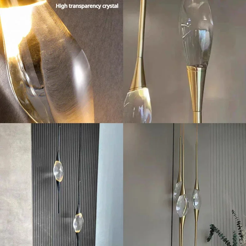 SANDYHA الفاخرة الشمال ثريات السقف النحاس كريستال LED أضواء لغرفة المعيشة الطعام غرفة نوم ديكور منزلي أنيق