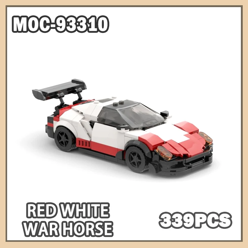 

MOC-93310 Speed Champions Red White War Horse Building Block Model Brick Sports Car Series Small Particle Creative Gifts 339PCS