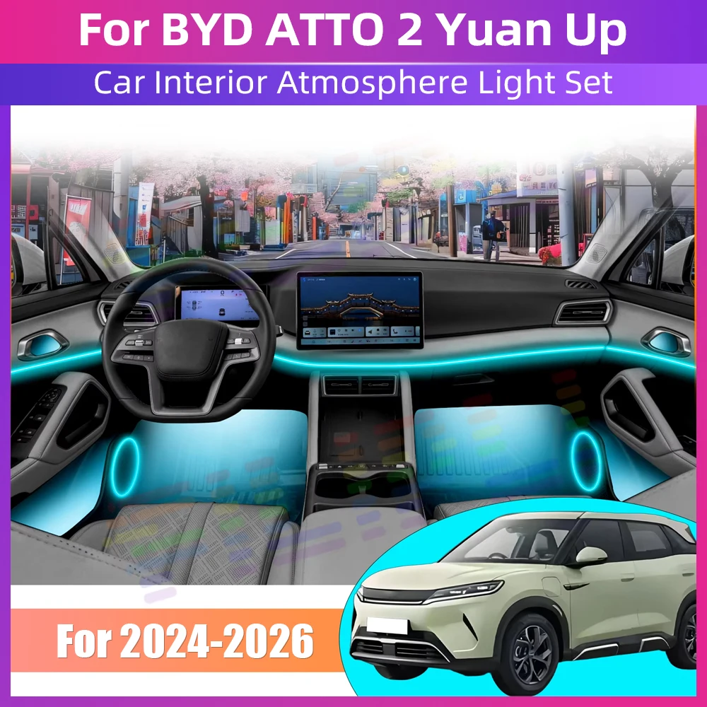 

Светодиодная лента для внутренней подсветки салона автомобиля 64RGB с режимом синхронизации музыки и управлением через приложение, скрытая, для BYD ATTO 2 Yuan Up 2024 2025 2026