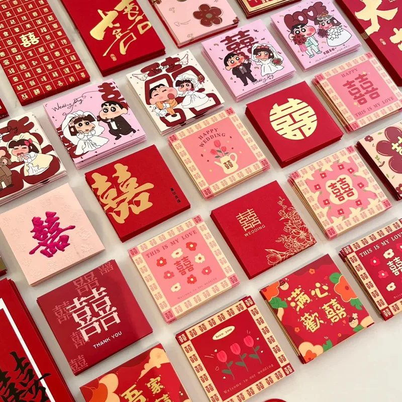 10/30pcs Wedding Red Envelopes Marriage Gift Bag Double Happiness Lucky Pocket Chinese Traditional Hongbao Wedding Decoration