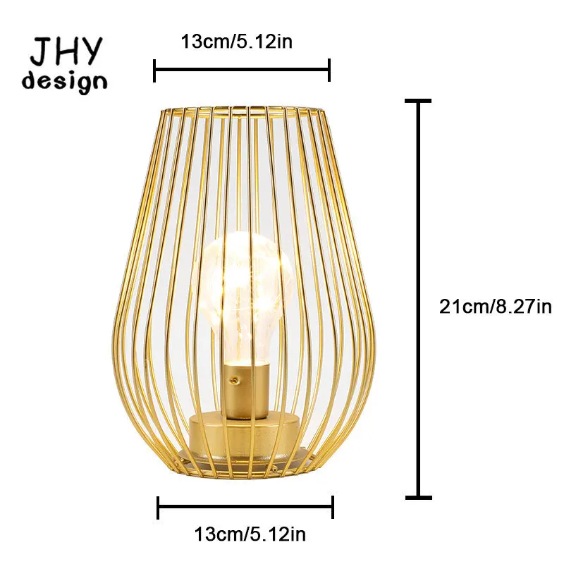 Gouden Kooi Tafellamp Batterij Lantaarns Draadloze Lamp Batterij-aangedreven Lamp voor Patio Tuin Bruiloftsfeesten Binnen Buiten