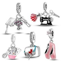 925 Sterling Silver Job Series Charms Ballet Beads Doctor Pendant For Women Silver Gift Fit Original Bangle Bracelet DIY Jewelry
