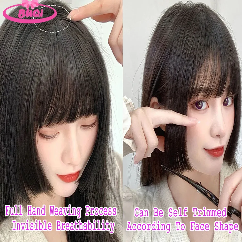 BUQI Princess Cut Bangs Hair Extension Synthetic Wig Piece Hime Cut Japanese Anime Liu Hais Synthetic Fake Bangs Hair Piece Clip