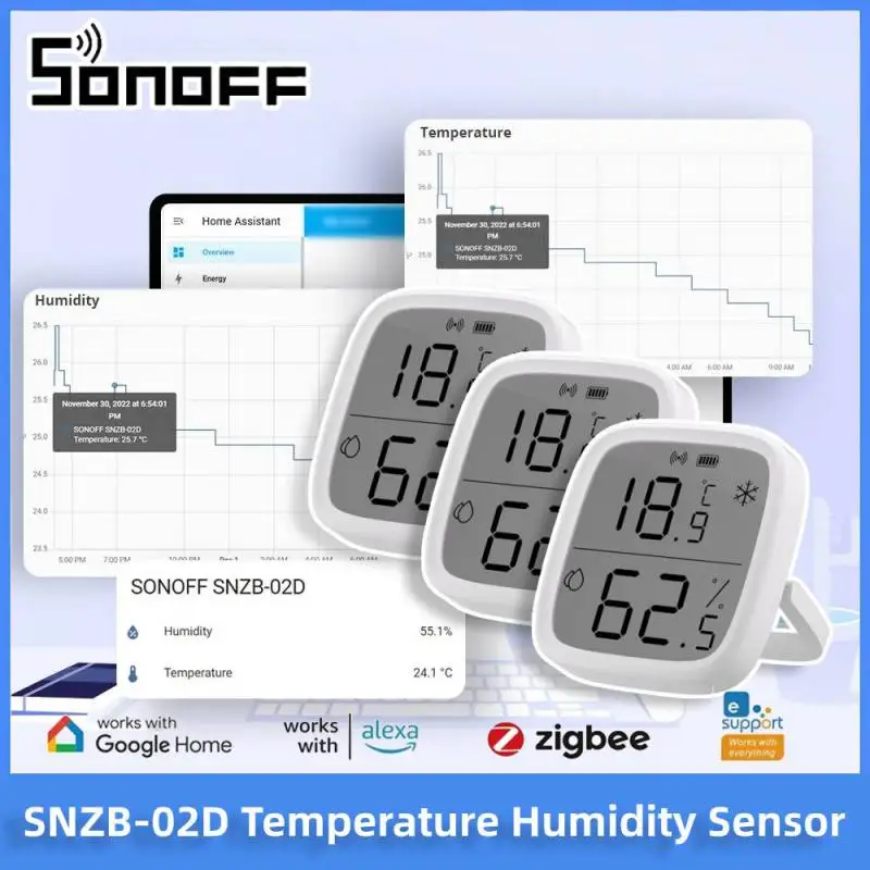 SONOFF SNZB-02D Zigbee Temperature Humidity Sensor Smart Home Automation Real-time Monitor Ewelink Alexa Google Home Assistant