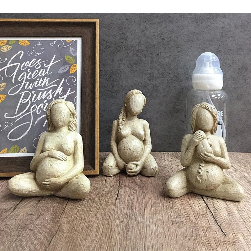 Pregnant Woman Retro Character Resins Statue Desk Decoration Women Sculpture Ornaments Decor Figurine Statuette