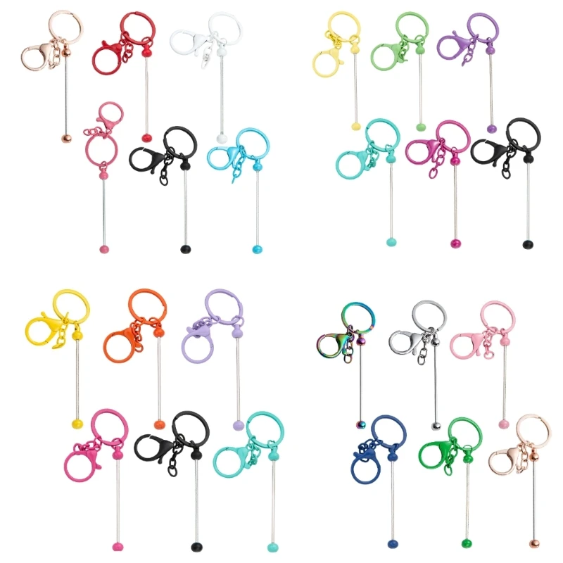 

6Pcs Colorful Beadable Keychain Christmas Stocking Fillers Gift for Kid Student