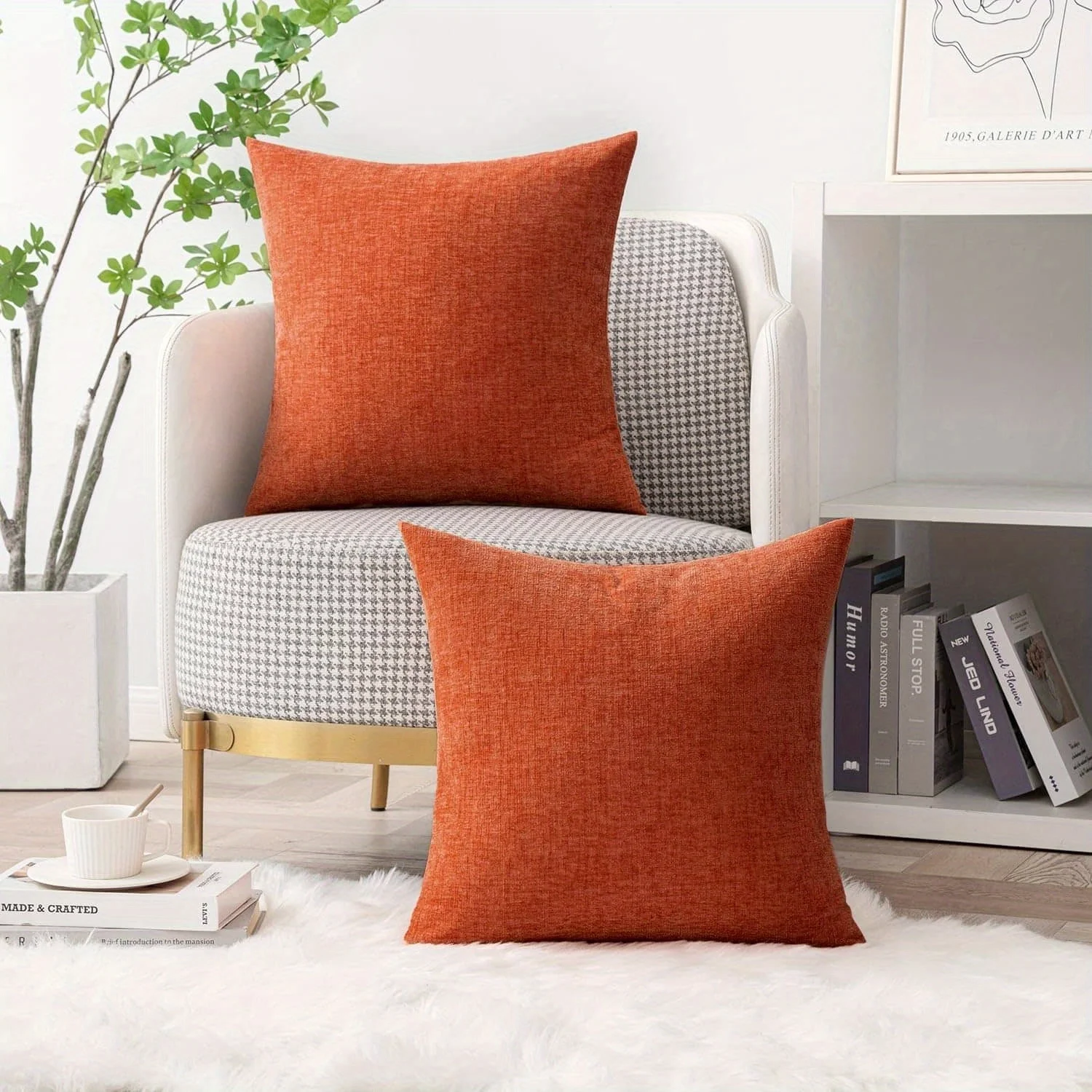 Orange Geometric Pattern Cushion Covers Polyester Pillowcase for Sofa, Bedroom, Living Room 45x45CM Christmas Decorative Pillows - view 3