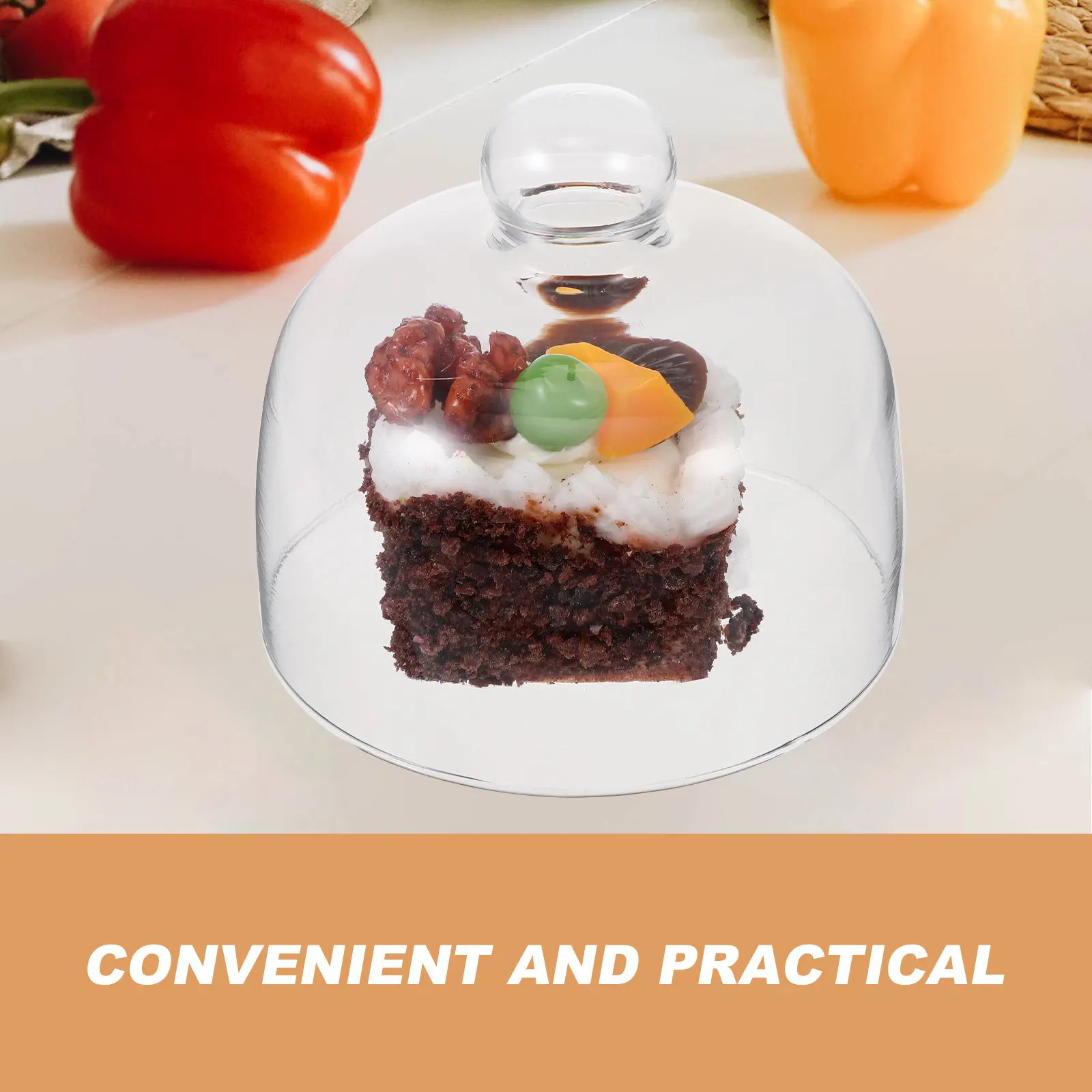 Crystal Clear Glass Food Cover for Cake Dessert Fresh Keeping Dustproof Insect Proof Party Banquet Display Stable Easy Clean