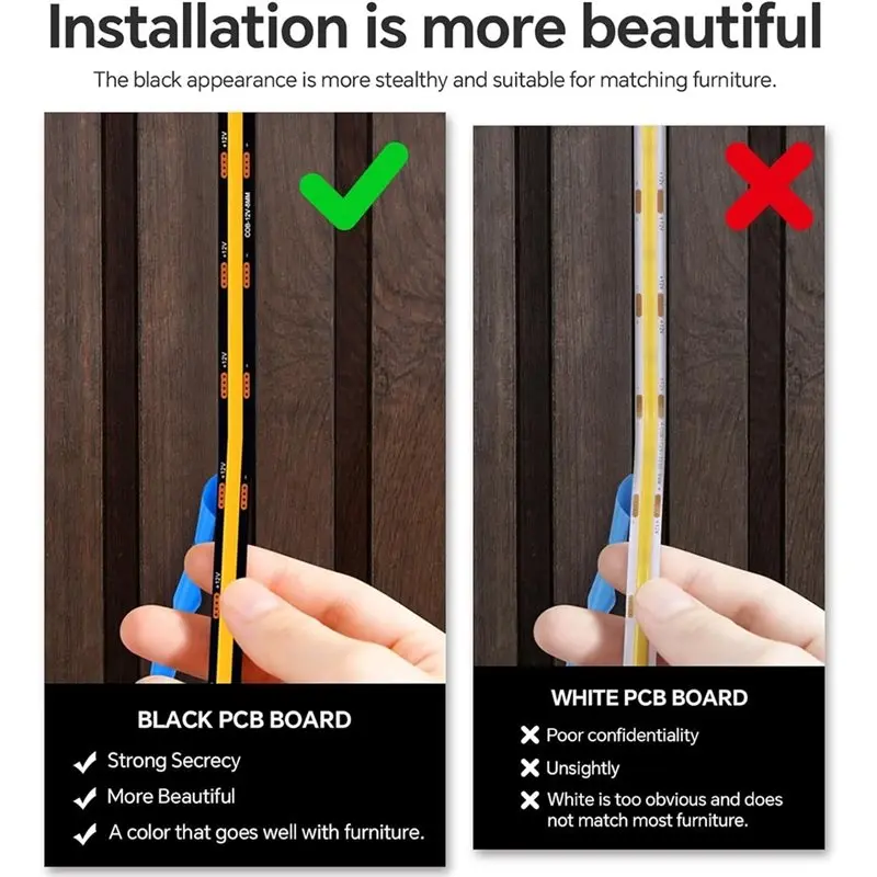 ABNM COB LED Strip Light Kit-For Cabinet, Showcase, Display Decor-6X 3.3Ft Strips-Parellel Connection Parallel U.S. US Plug