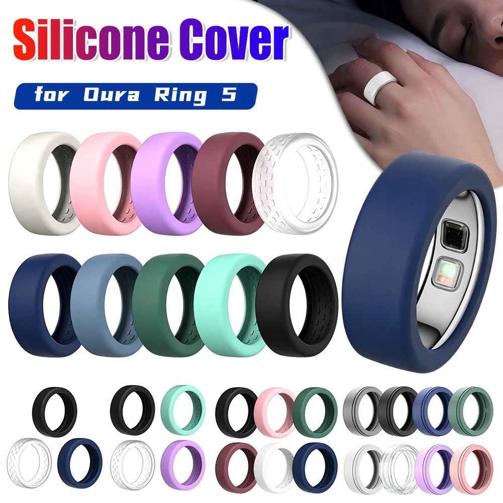 Elastic Silicone Protector for Oura Ring 5 Anti-Scratch Soft Silicone Case Protection Skin Cover for Men Women Working Out Gym