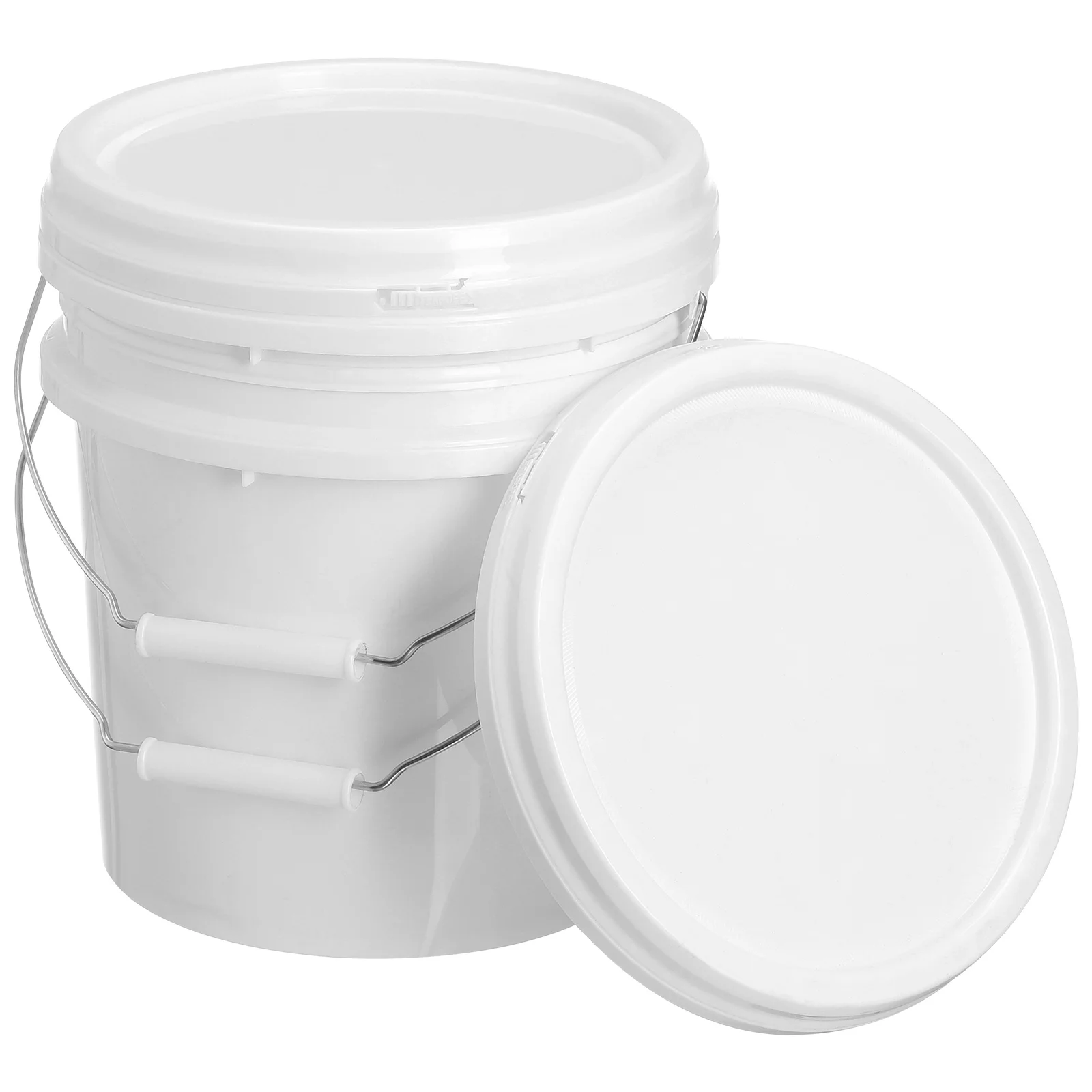 2 Pcs Sealed Bucket White Pail with Lid Large Reusable Water Storage Plastic Camping