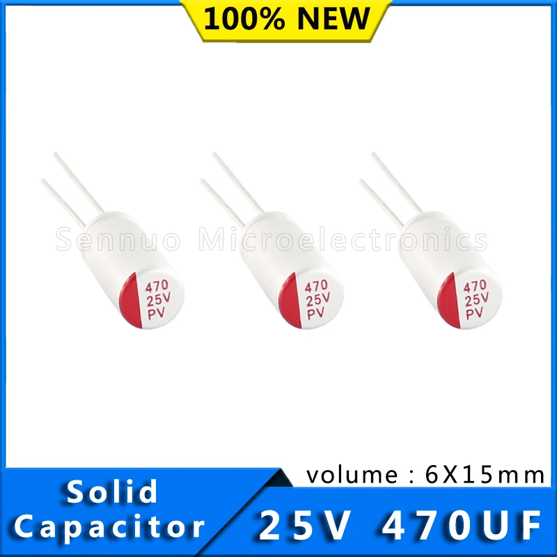 

10pcs Capacitors 470 uf 25v Solid Electrolytic Capacitors 25v 470uf 6x15 Aluminum Electrolytic Capacitors Solid Capacitors