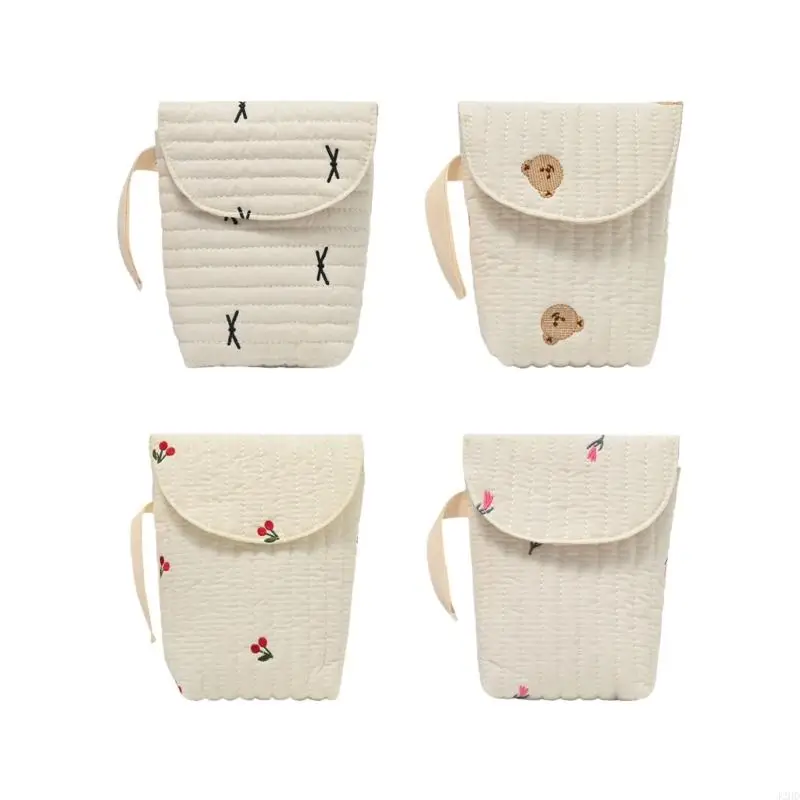 J2HD Lovely Embroidery Handbag Cotton Strollers Hanging Bag Diaper Case