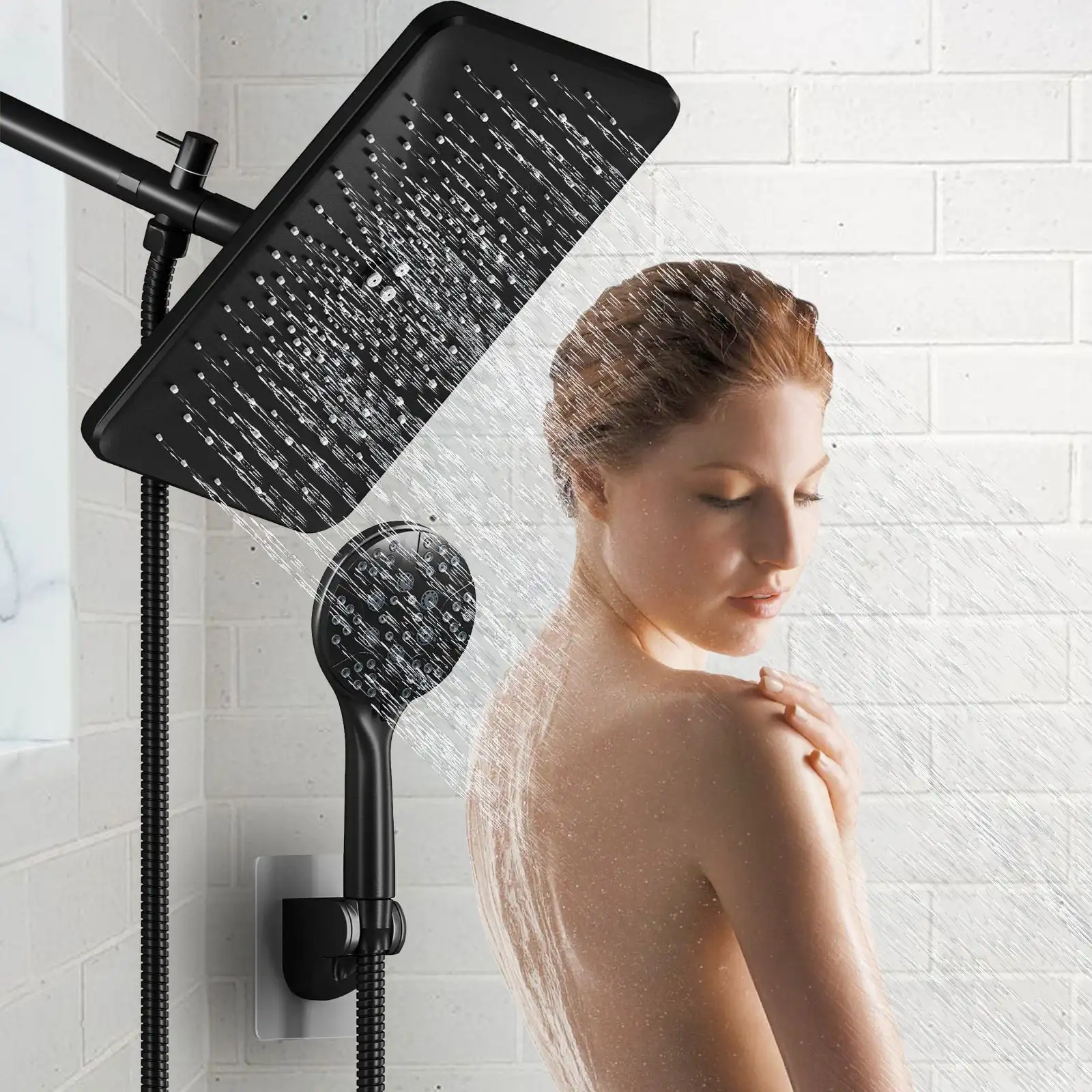 Shower Head Set High Pressure Rainfall Rain Shower Head 8-Setting Handheld with Hose Fashion design shower head