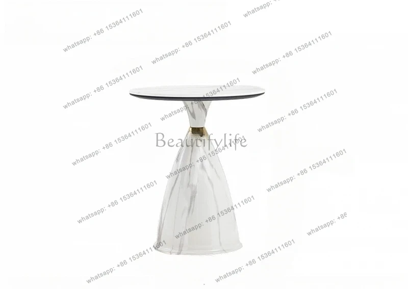 rock slab small round  coffee table simple light luxury corner  side cabinet sofa balcony small table